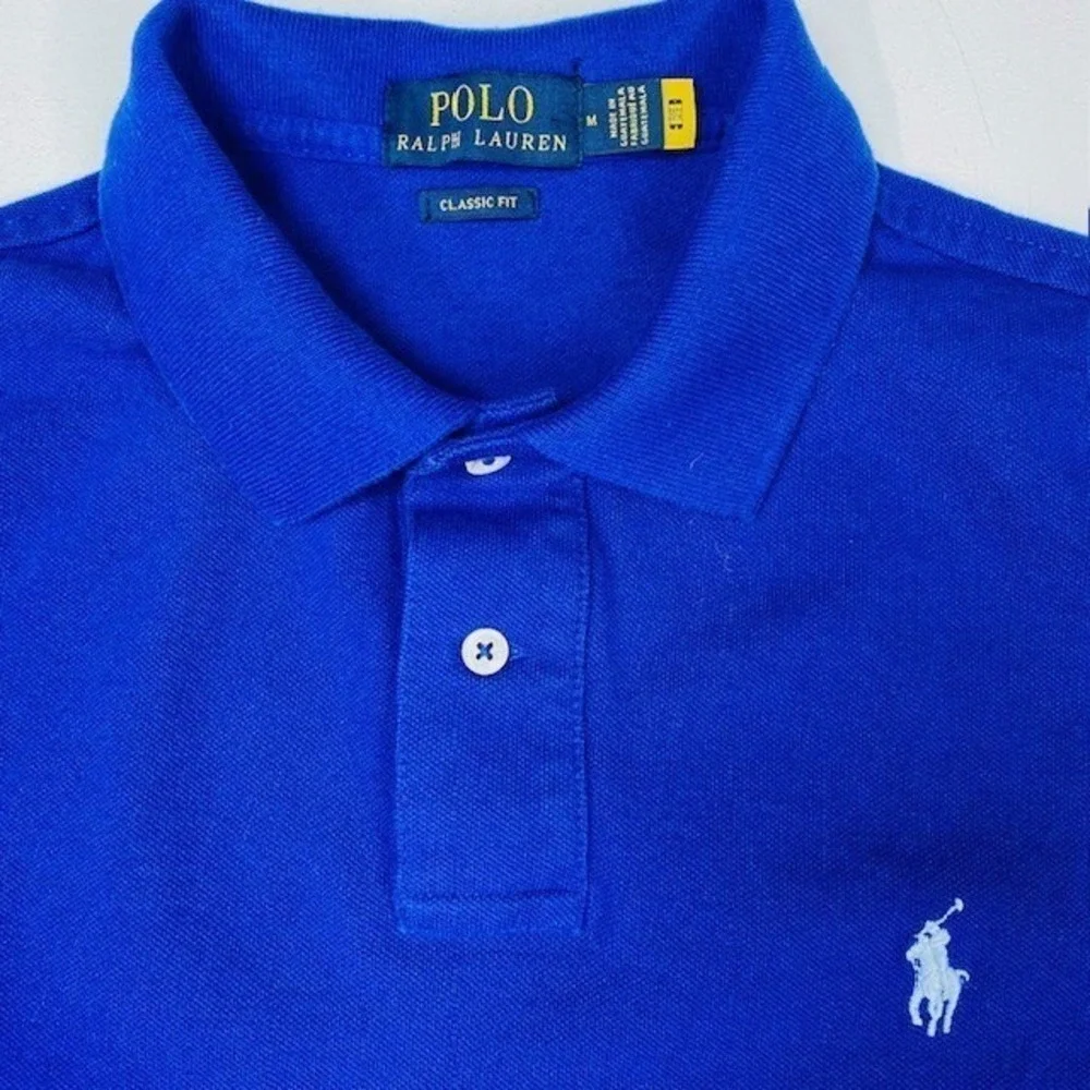 Polo Ralph Lauren Mens Classic Fit Cotton Mesh Polo Shirt Royal Blue Medium Logo